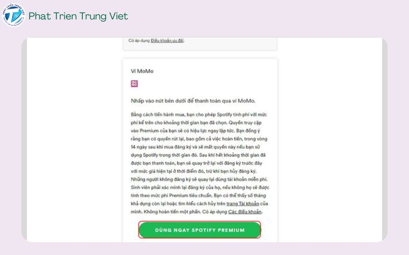 Cách đăng ký và thanh toán Spotify Premium qua ví MoMo bước 4